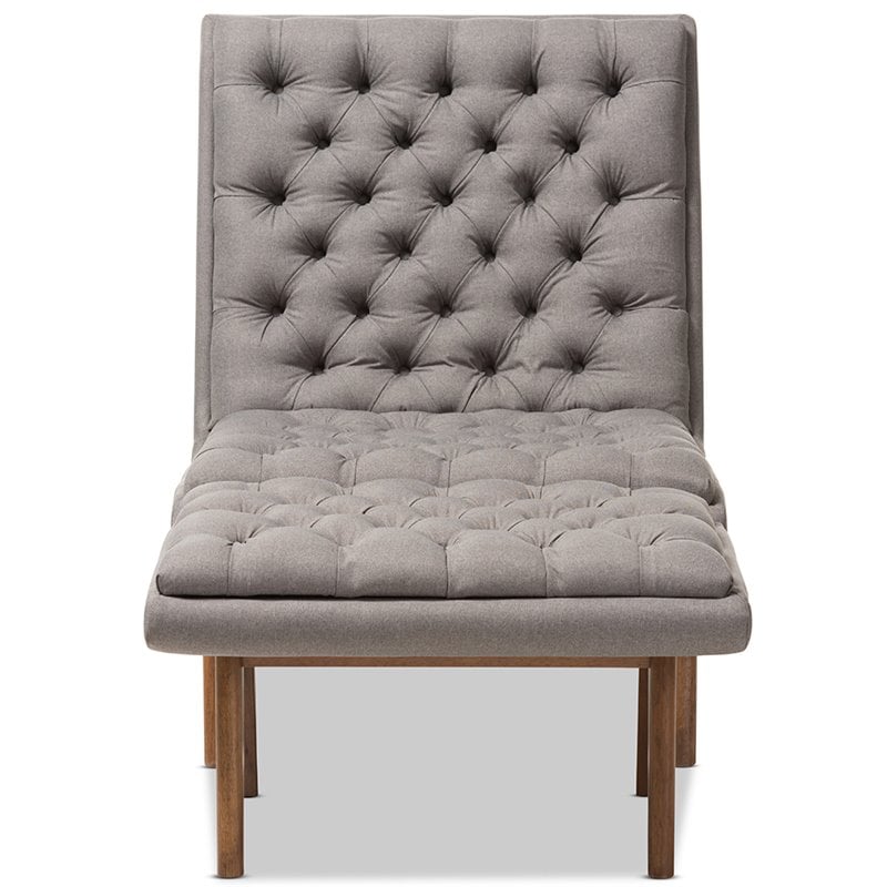 Baxton Studio Annetha Tufted Accent Chair and Ottoman Set in Gray