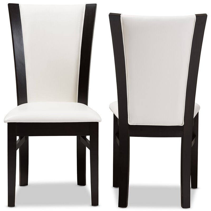 Baxton Studio Adley Faux Leather Dining Side Chair in White (Set of 2