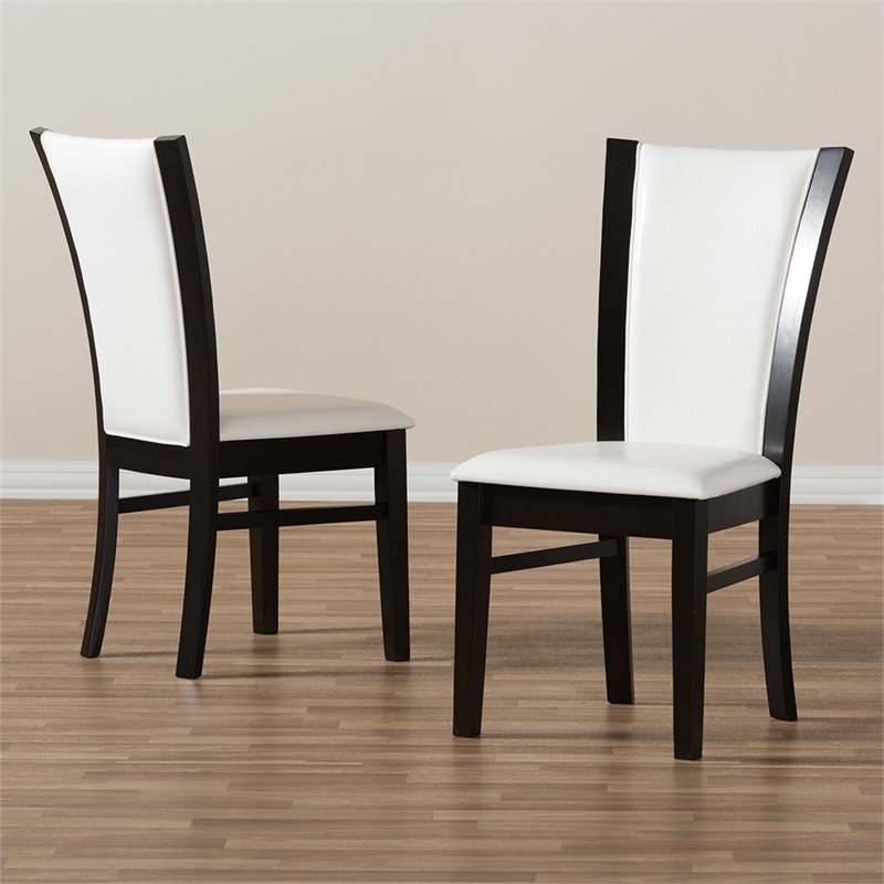 Baxton Studio Adley Faux Leather Dining Side Chair in White (Set of 2)