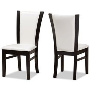 Baxton Studio Adley Faux Leather Dining Side Chair in White (Set of 2)