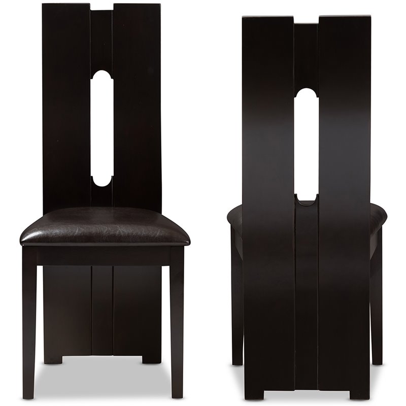 Baxton Studio Alani Dining Side Chair in Brown (Set of 2)