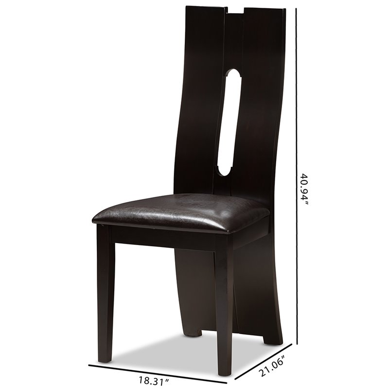 Baxton Studio Alani Dining Side Chair in Brown (Set of 2)