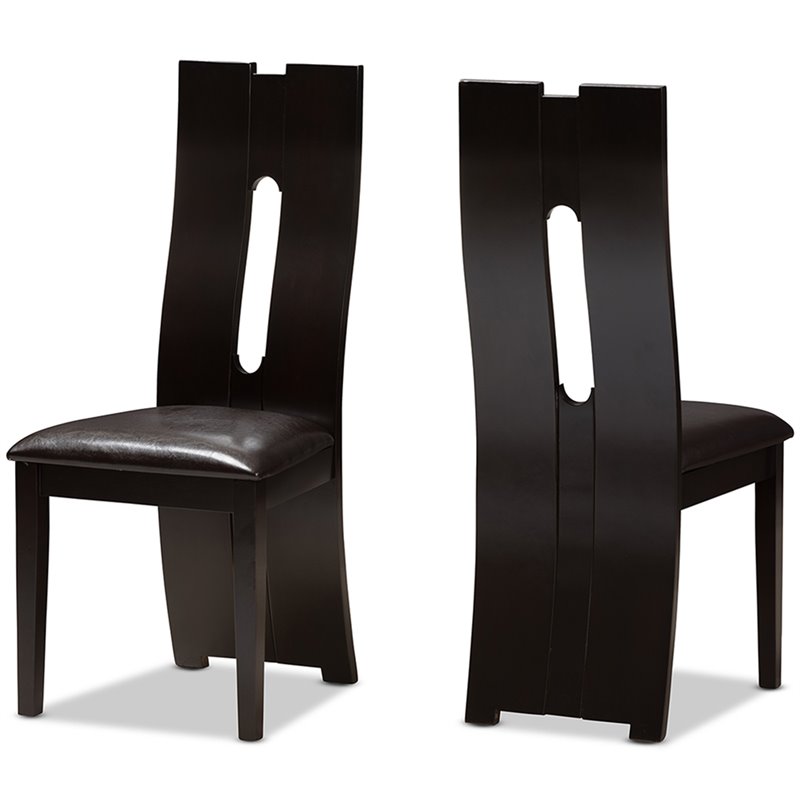 Baxton Studio Alani Dining Side Chair in Brown (Set of 2)