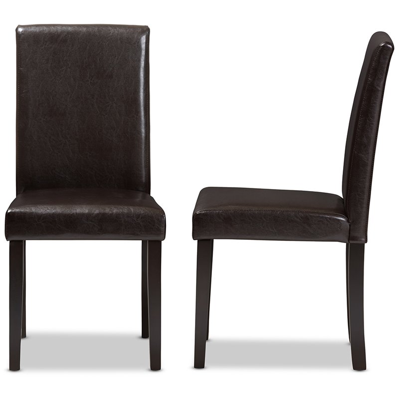 Baxton Studio Mia Faux Leather Dining Side Chair in Brown (Set of 2)