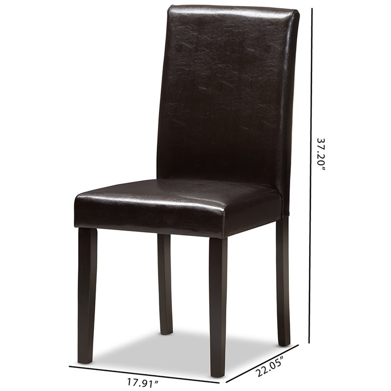 Baxton Studio Mia Faux Leather Dining Side Chair in Brown (Set of 2)