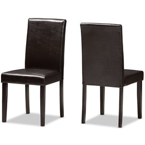 Baxton Studio Mia Faux Leather Dining Side Chair in Brown (Set of 2)
