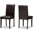Baxton Studio Mia Faux Leather Dining Side Chair in Brown (Set of 2)
