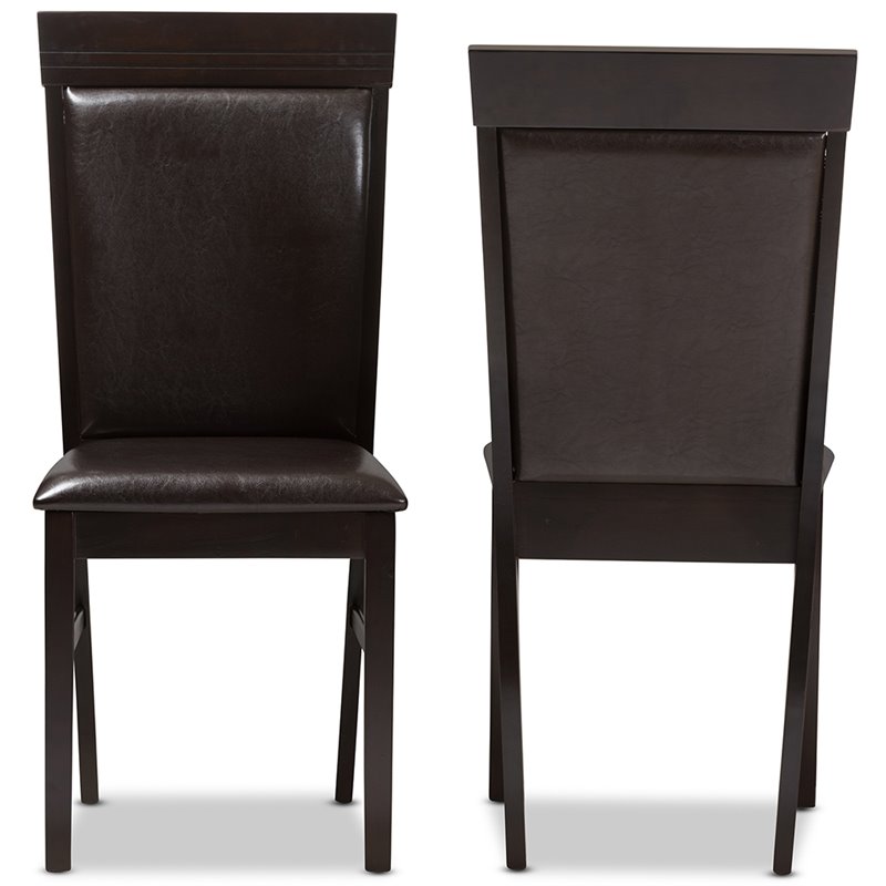Baxton Studio Thea Faux Leather Dining Side Chair in Brown (Set of 2)