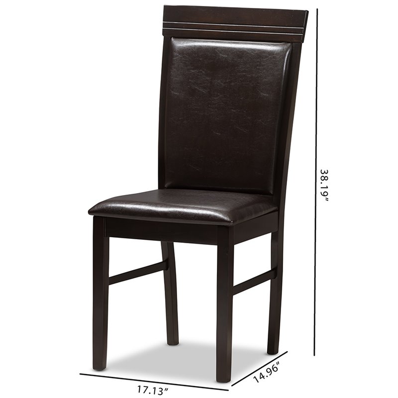 Baxton Studio Thea Faux Leather Dining Side Chair in Brown (Set of 2)
