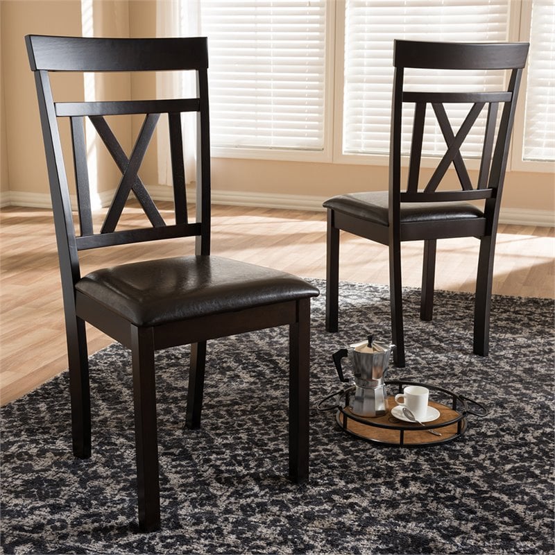 Baxton Studio Rosie Dining Side Chair in Brown (Set of 2)