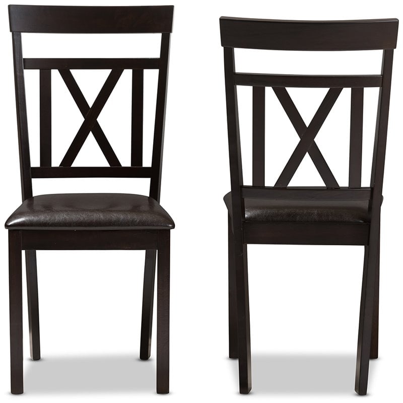 Baxton Studio Rosie Dining Side Chair in Brown (Set of 2)