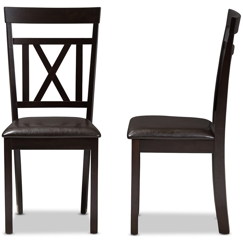 Baxton Studio Rosie Dining Side Chair in Brown (Set of 2)