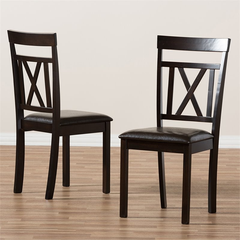 Baxton Studio Rosie Dining Side Chair in Brown (Set of 2)