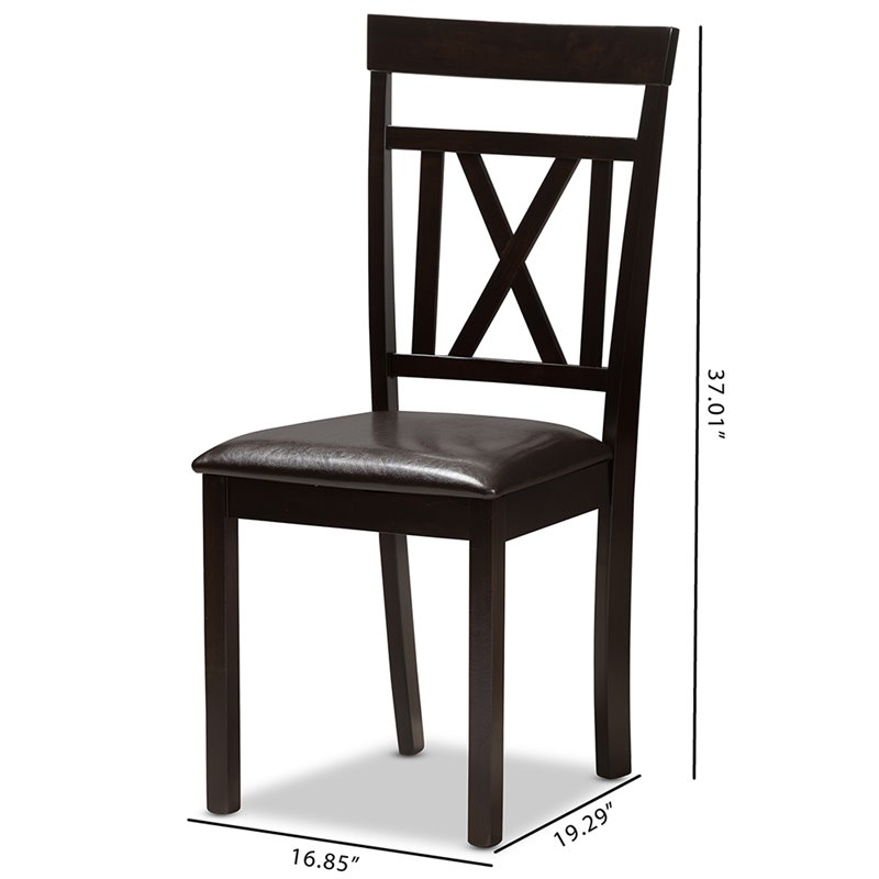 Baxton Studio Rosie Dining Side Chair in Brown (Set of 2)