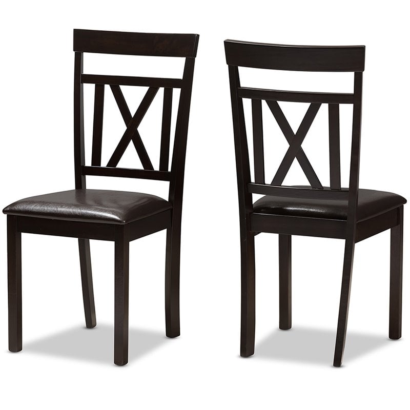 Baxton Studio Rosie Dining Side Chair in Brown (Set of 2)