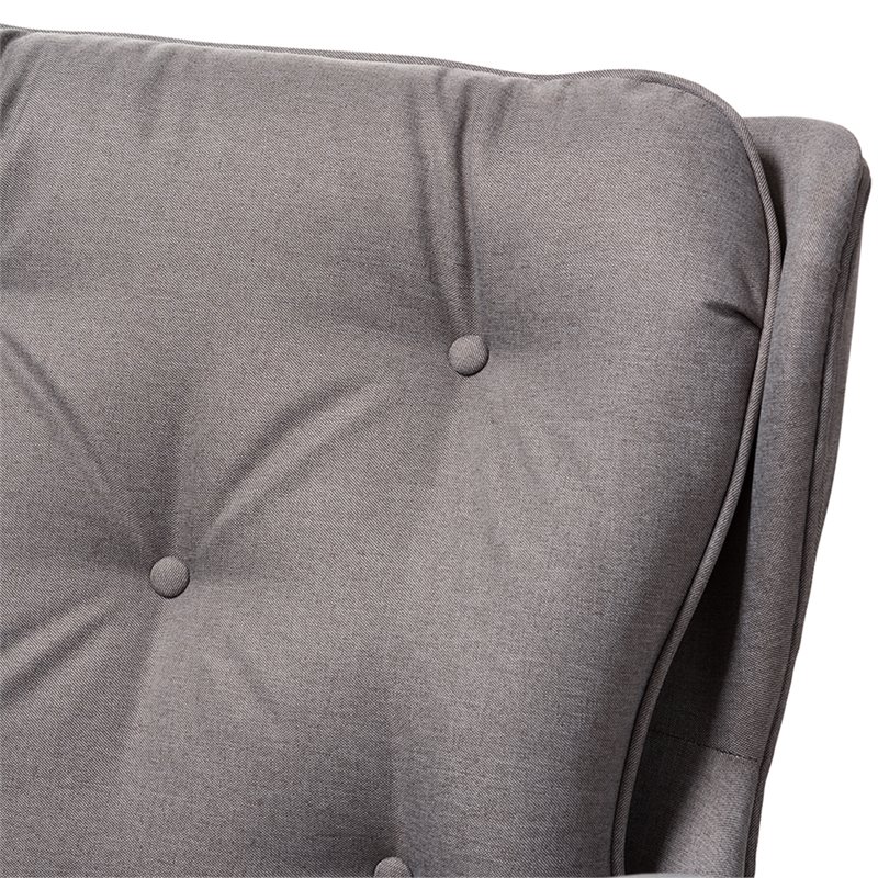 Baxton Studio Maggie Tufted Rocker in Gray and Walnut