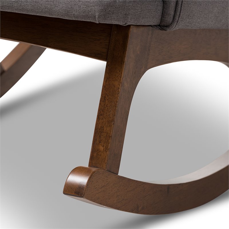 Baxton Studio Maggie Tufted Rocker in Gray and Walnut