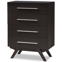 Baxton Studio Auburn 5 Drawer Mid Century Chest in Espresso