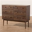 Baxton Studio Disa 6 Drawer Double Dresser in Walnut Brown