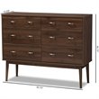 Baxton Studio Disa 6 Drawer Double Dresser in Walnut Brown
