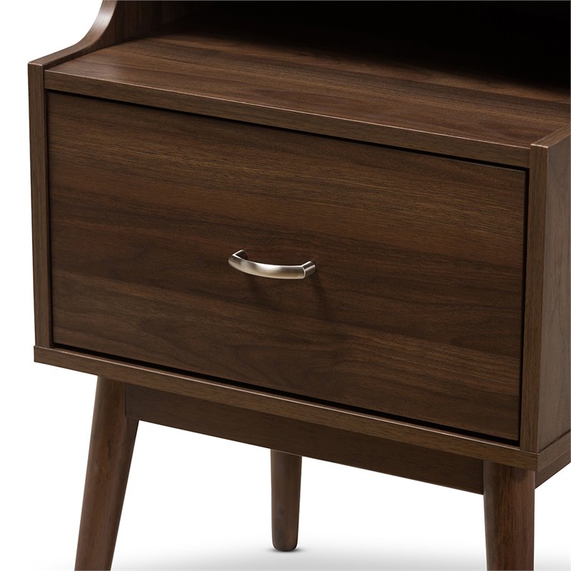 Baxton Studio Disa 1 Drawer Nightstand in Walnut Brown