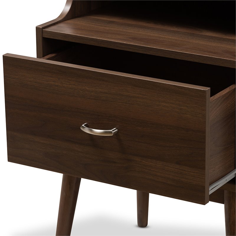 Baxton Studio Disa 1 Drawer Nightstand in Walnut Brown