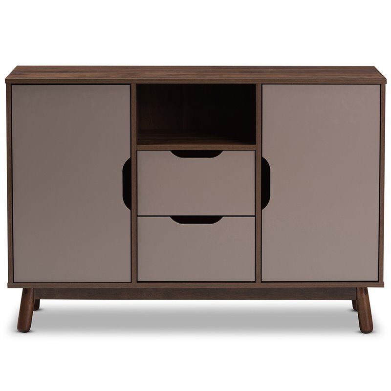 Baxton Studio Britta Sideboard in Walnut Brown and Gray