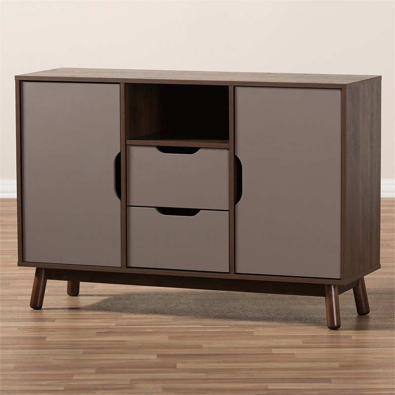 Baxton Studio Britta Sideboard in Walnut Brown and Gray