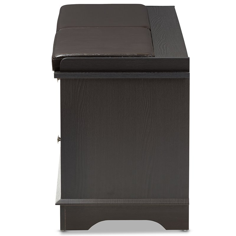 Baxton Studio Leo Faux Leather Shoe Storage Bench in Dark Brown