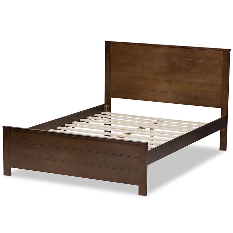 Baxton Studio Catalina Full Platform Bed in Walnut Brown