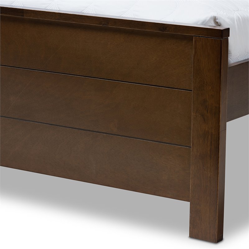 Baxton Studio Catalina Full Platform Bed in Walnut Brown