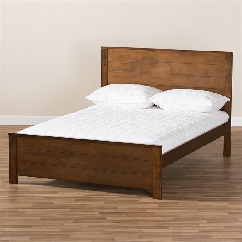 Baxton Studio Catalina Full Platform Bed in Walnut Brown