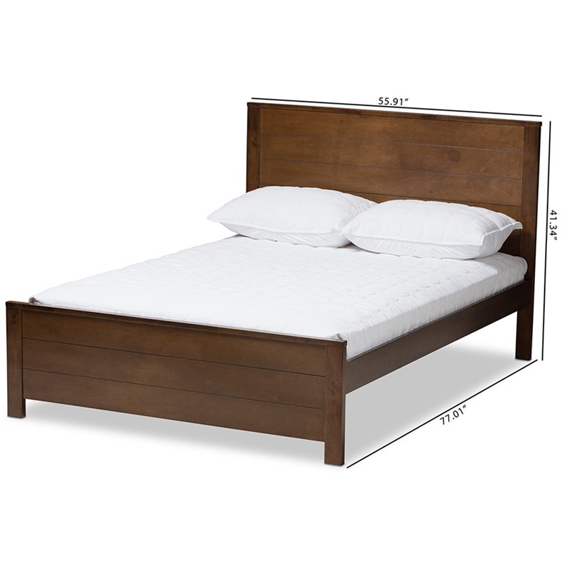Baxton Studio Catalina Full Platform Bed in Walnut Brown