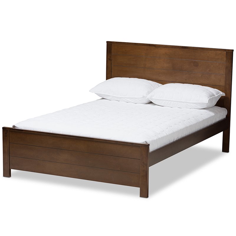 Baxton Studio Catalina Full Platform Bed in Walnut Brown