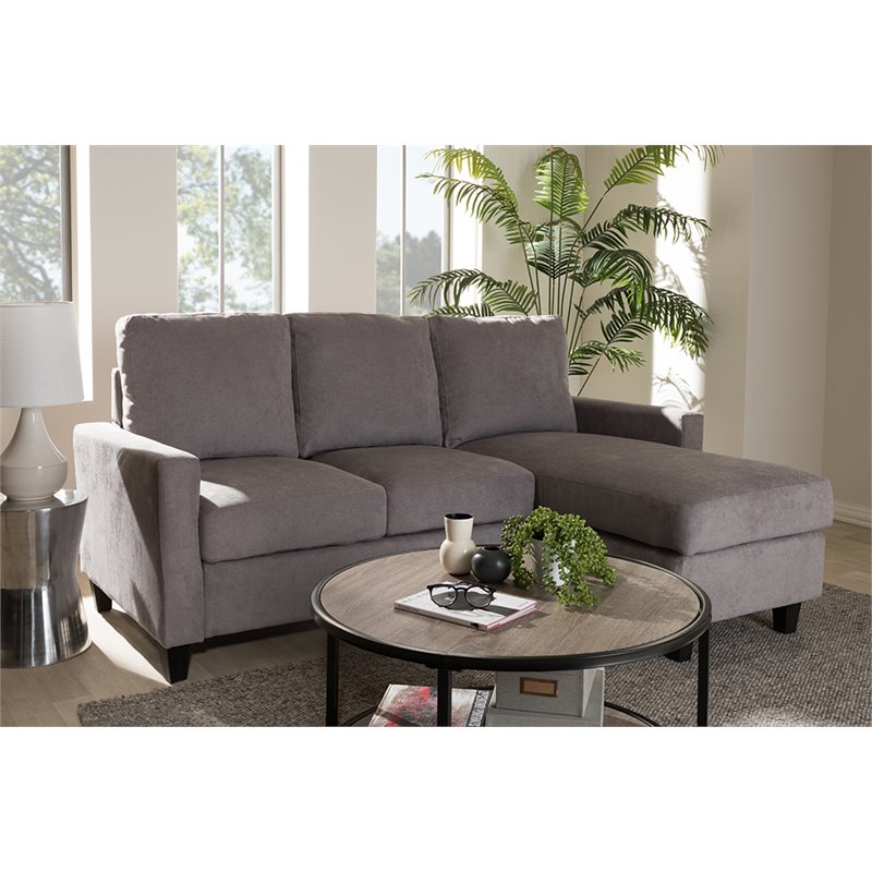 Baxton Studio Greyson Reversible Sectional in Light Gray