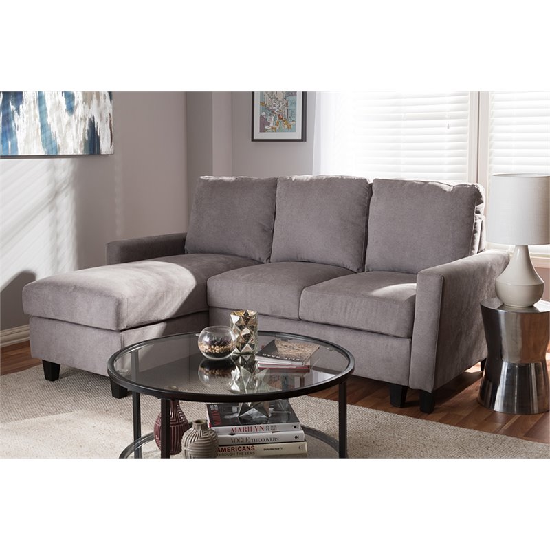 Baxton Studio Greyson Reversible Sectional in Light Gray