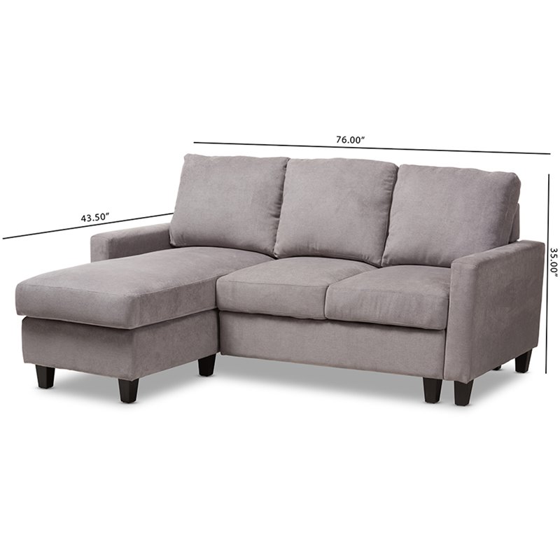 Baxton Studio Greyson Reversible Sectional in Light Gray