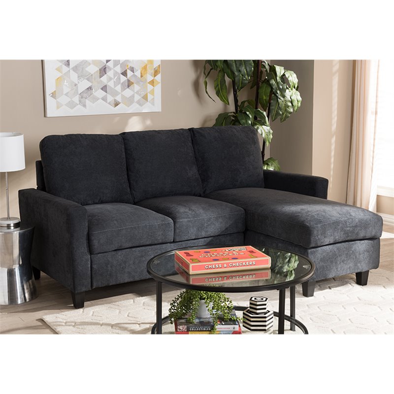 Baxton Studio Greyson Reversible Sectional in Dark Gray