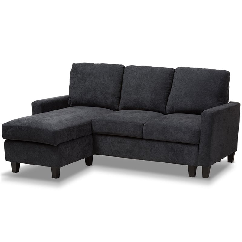 Baxton Studio Greyson Reversible Sectional in Dark Gray