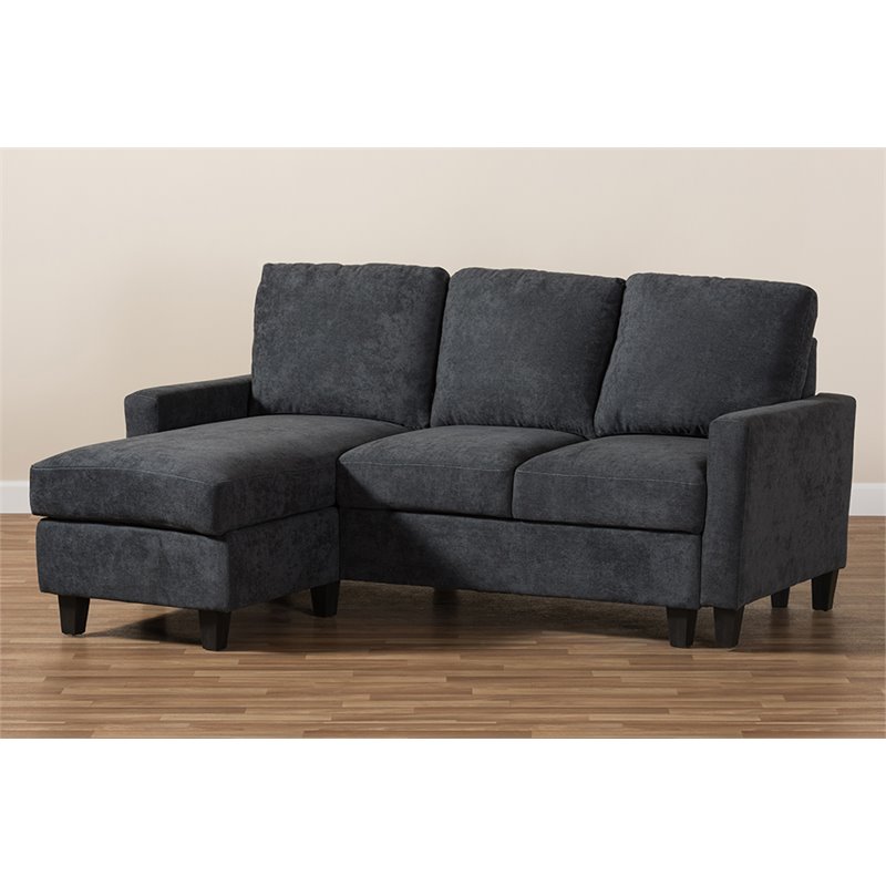 Baxton Studio Greyson Reversible Sectional in Dark Gray