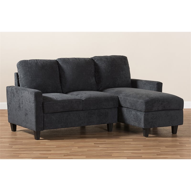 Baxton Studio Greyson Reversible Sectional in Dark Gray