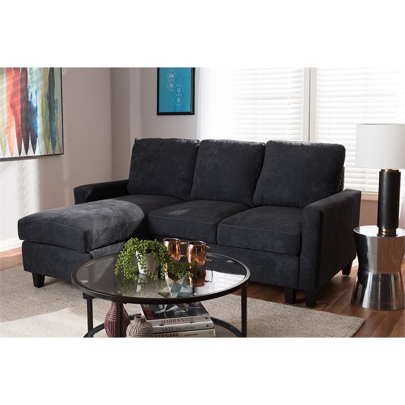 Baxton Studio Greyson Reversible Sectional in Dark Gray