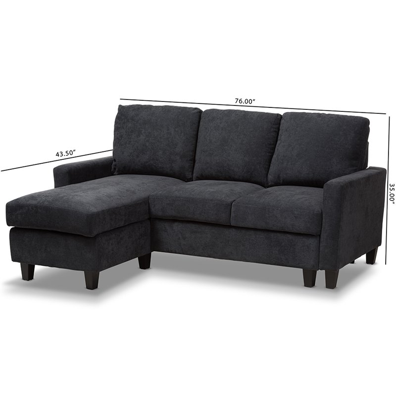 Baxton Studio Greyson Reversible Sectional in Dark Gray