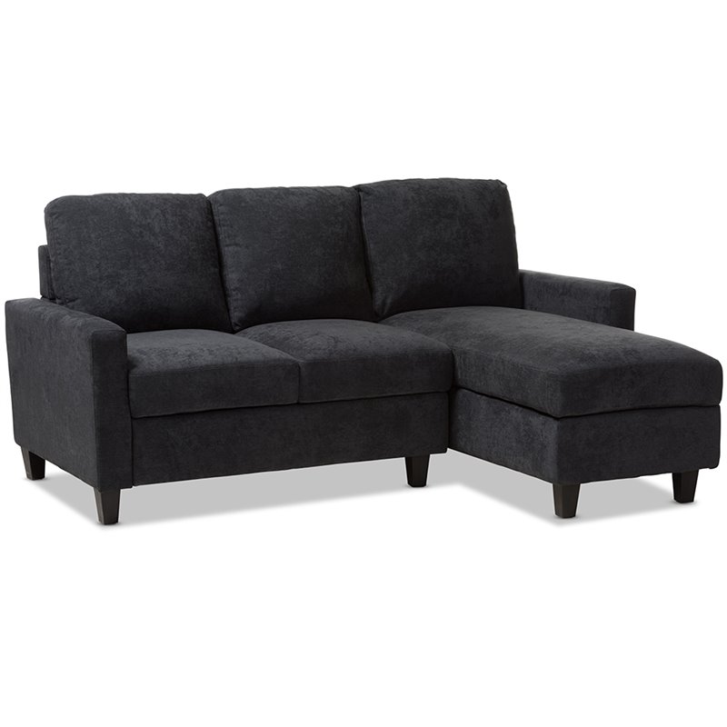 Baxton Studio Greyson Reversible Sectional in Dark Gray