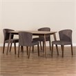 Baxton Studio Cassie 5 Piece Dining Set in Dark Gray and Walnut Brown
