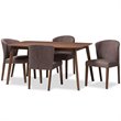 Baxton Studio Cassie 5 Piece Dining Set in Dark Gray and Walnut Brown