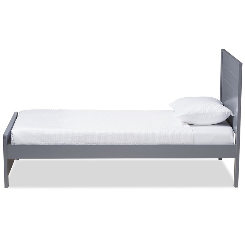 Baxton Studio Catalina Twin Platform Panel Bed in Gray