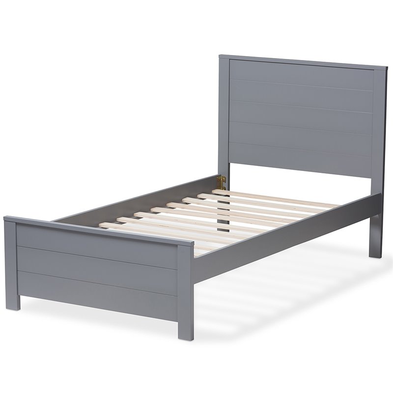 Baxton Studio Catalina Twin Platform Panel Bed in Gray