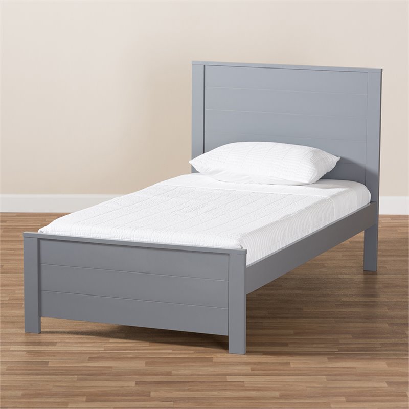 Baxton Studio Catalina Twin Platform Panel Bed in Gray