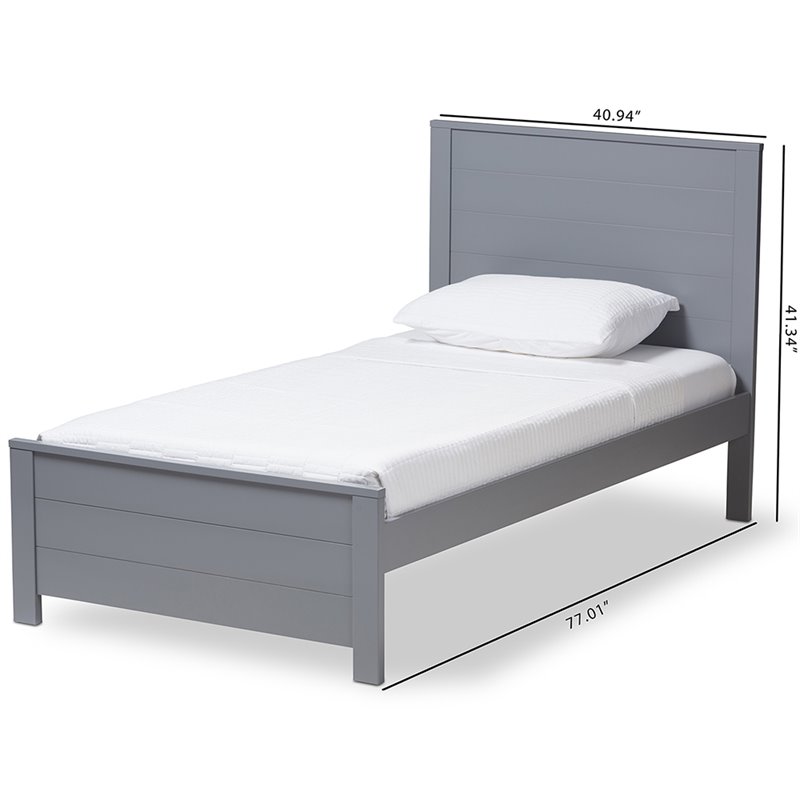 Baxton Studio Catalina Twin Platform Panel Bed in Gray